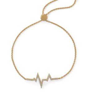 14 Karat Gold Plated CZ Heartbeat Friendship Bolo Bracelet Item #: 23505